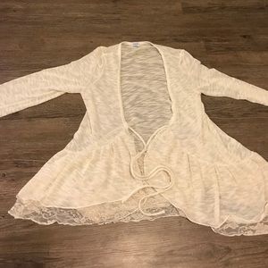 Cream Charming Charlie Cardigan with Ruffle & Lace