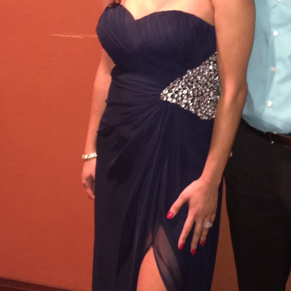 Navy blue sexy long dress