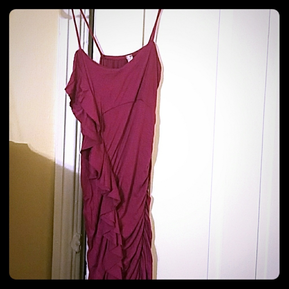 Magenta club dress with ruffle