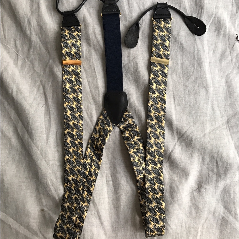 Vintage suspenders with button stay-grips.