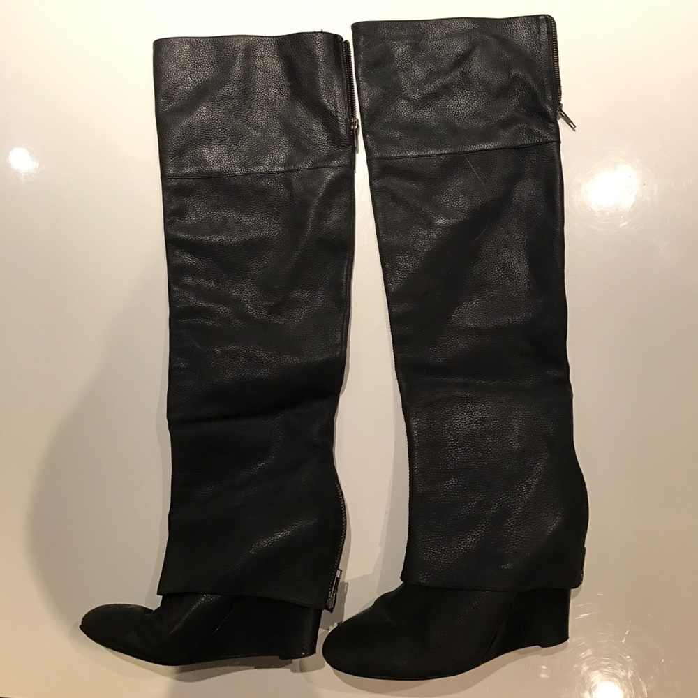 Black Knee Boots w/ zipper detail