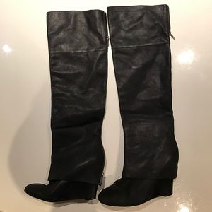 Black Knee Boots w/ zipper detail