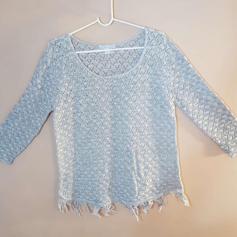 Grey sweater fringe on bottom