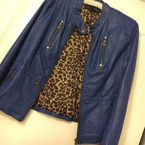 Blue leather jacket