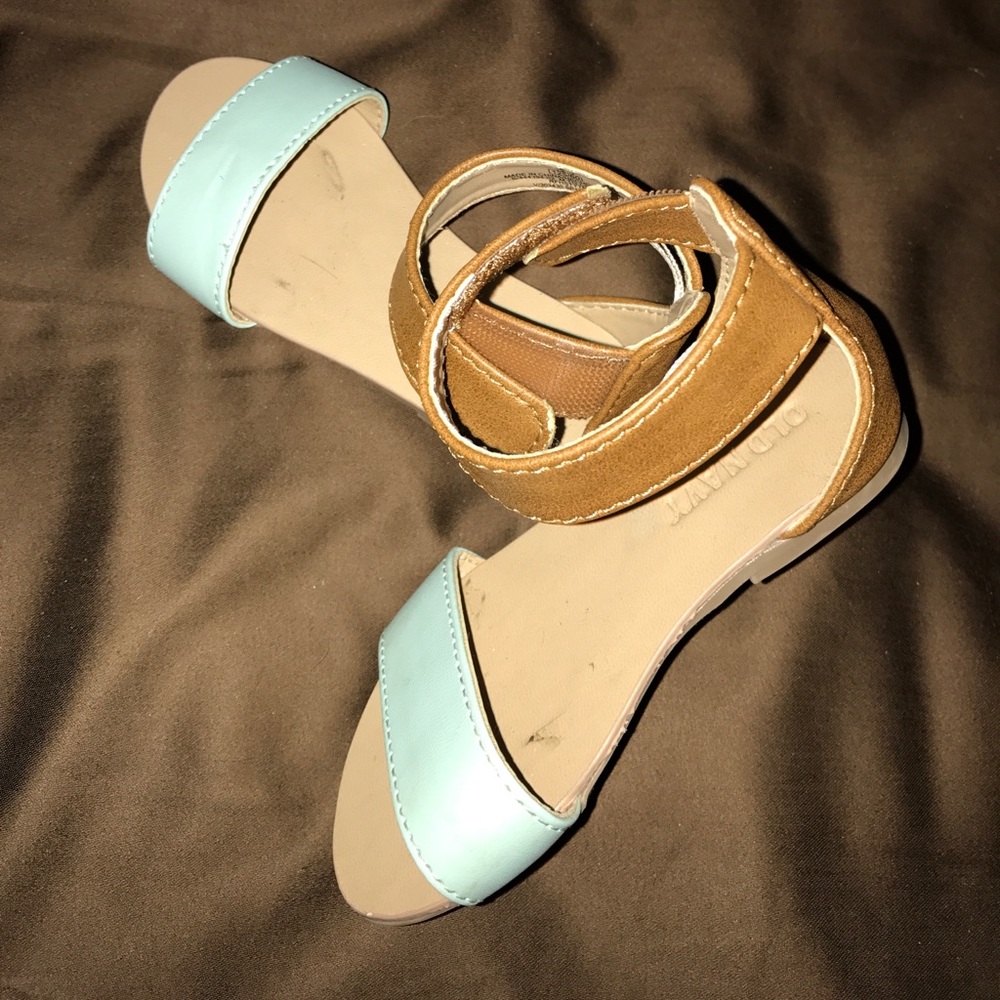 Old Navy aqua and brown leather toddler sandals