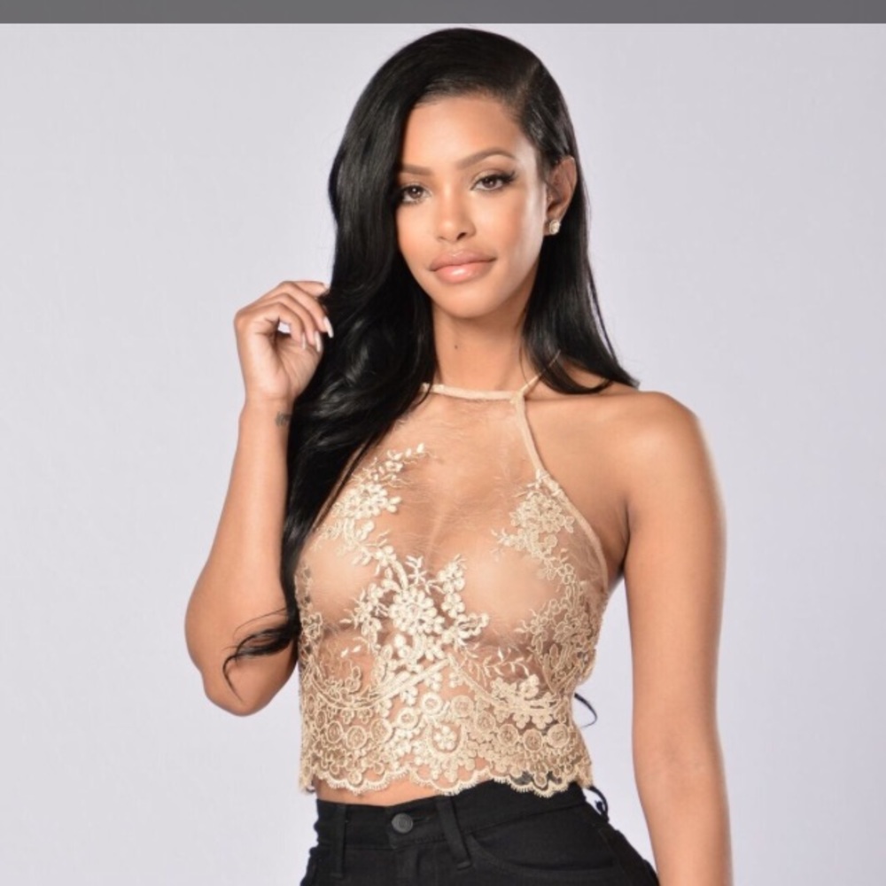 Fashion Nova Brand. Gold Mesh crop Top.Brand New