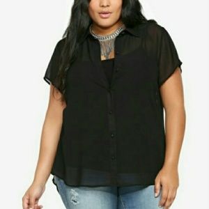 Sheer black button down shirt