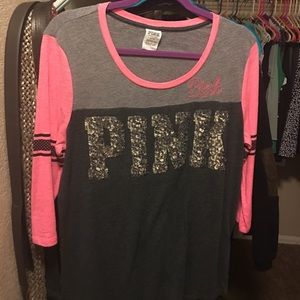 PINK Baseball Bling Tee