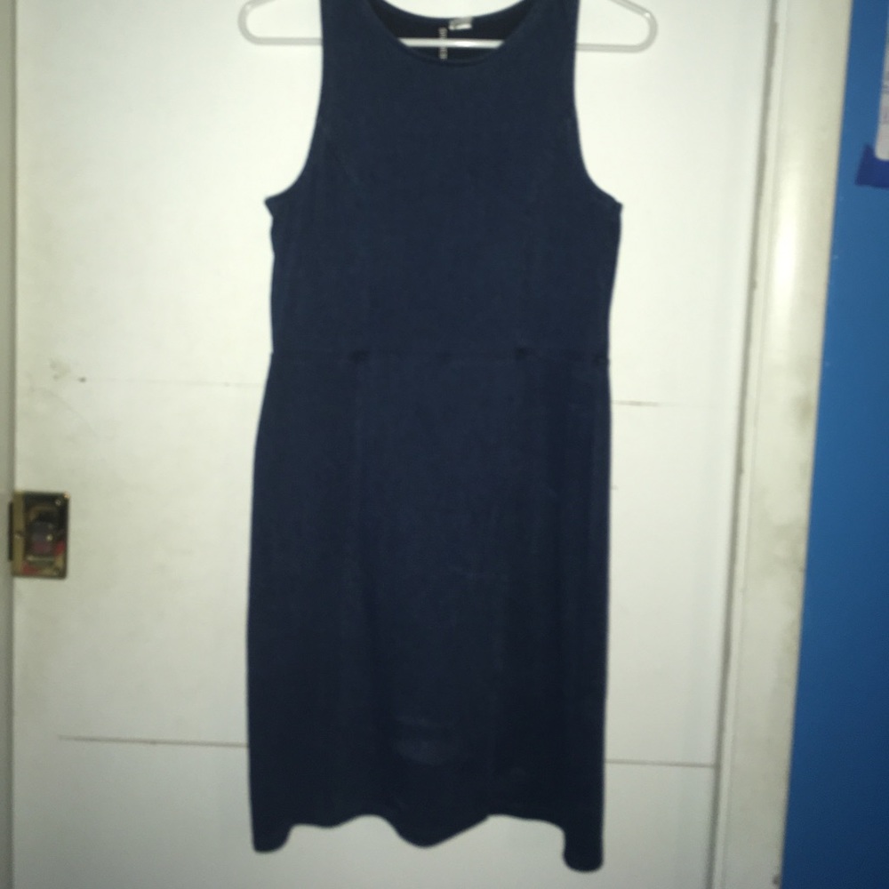 Denim blue open back dress