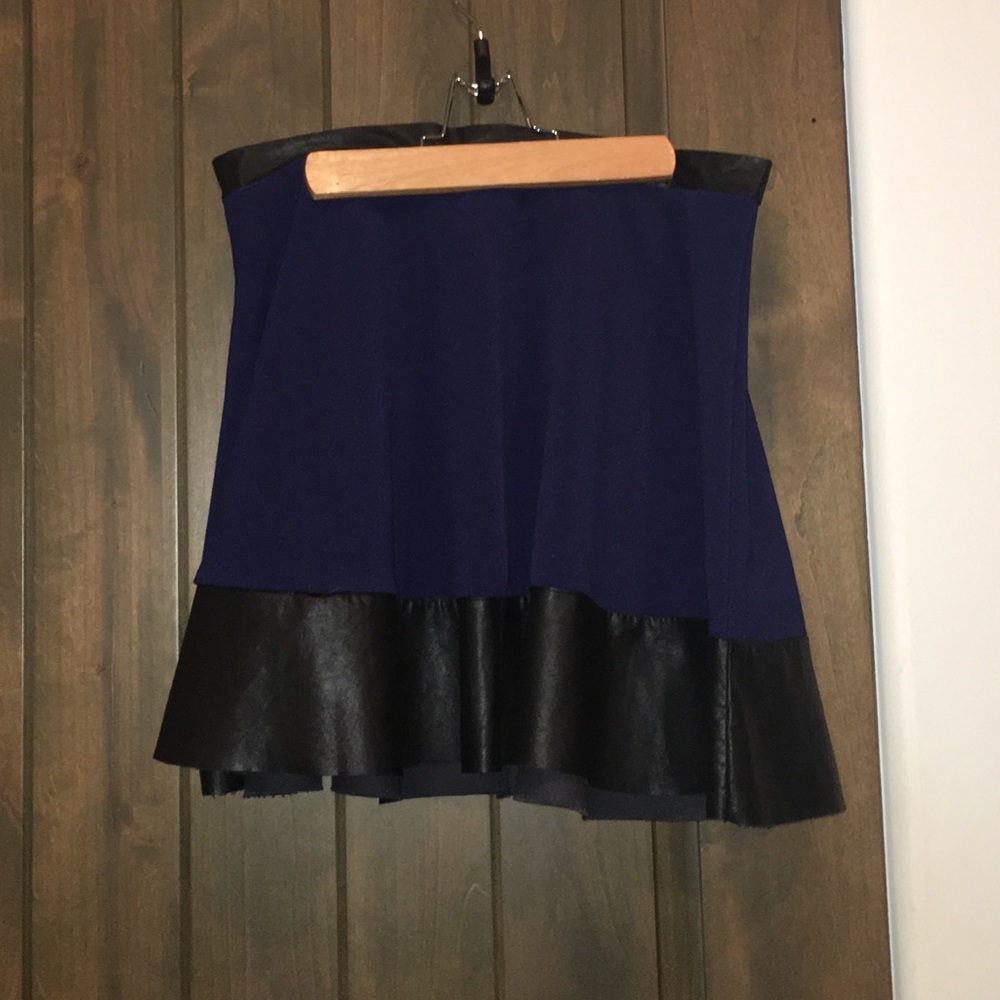 Aeropostale Navy Skirt with Black Leather Detail