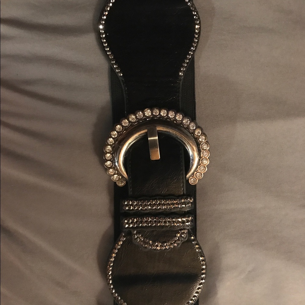 Black rhinestone waist belt