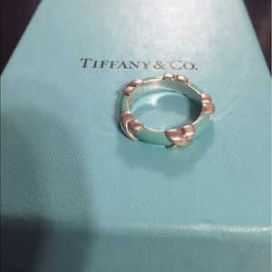 Tiffany & Co. Blue Enamel Signature X Ring