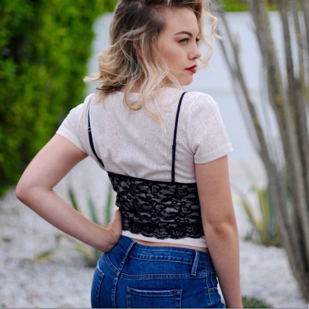 Black Lace & Nude Tee - Picture 4 of 8