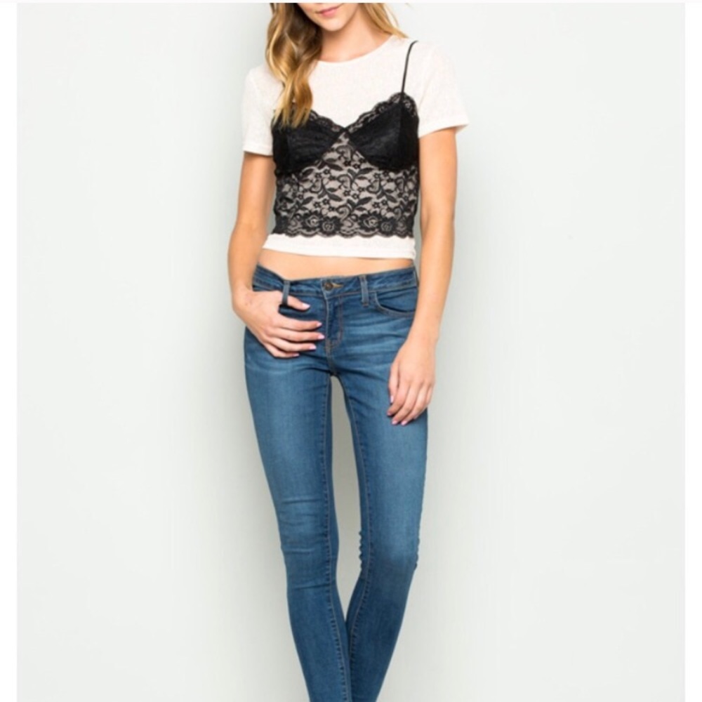 Black Lace & Nude Tee - Picture 2 of 8