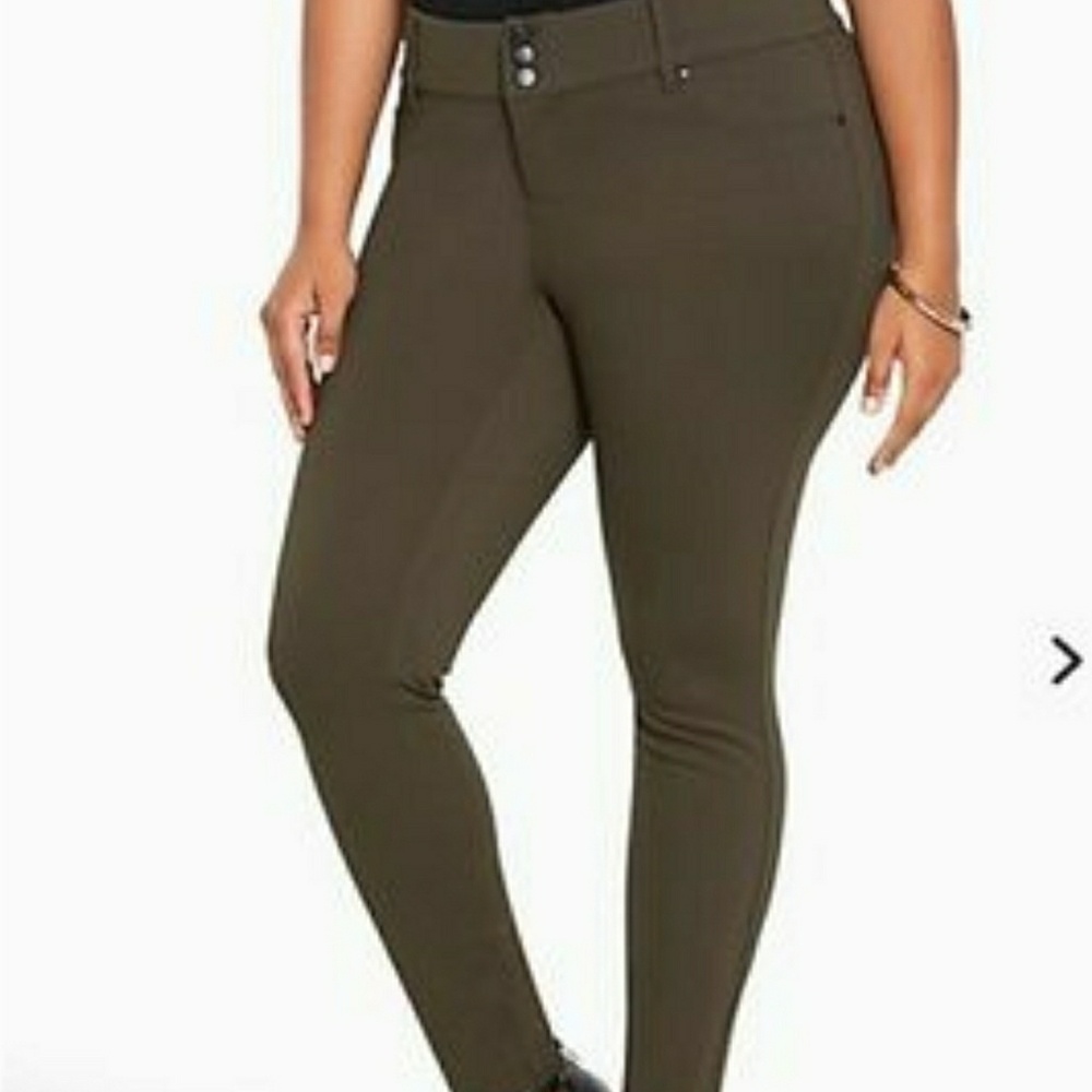 Olive green skinny pants