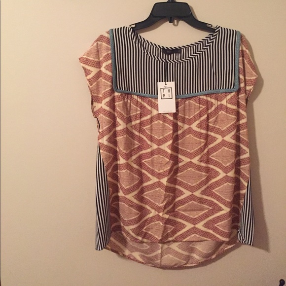 THML Tops - Thml brand new Rose Diamond Striped Side Blouse