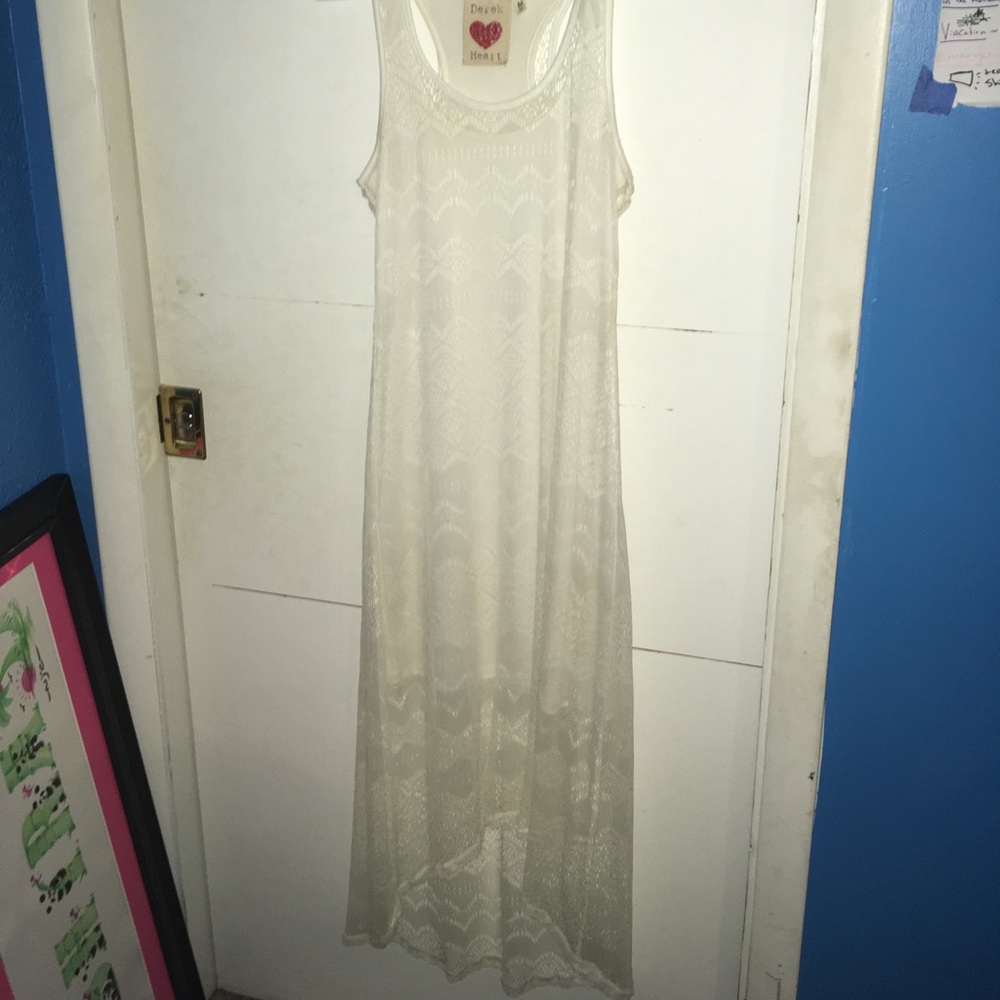 white high-low dress with summery details