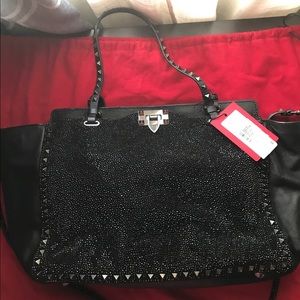 100% rare Valentino crystal rockstud tote