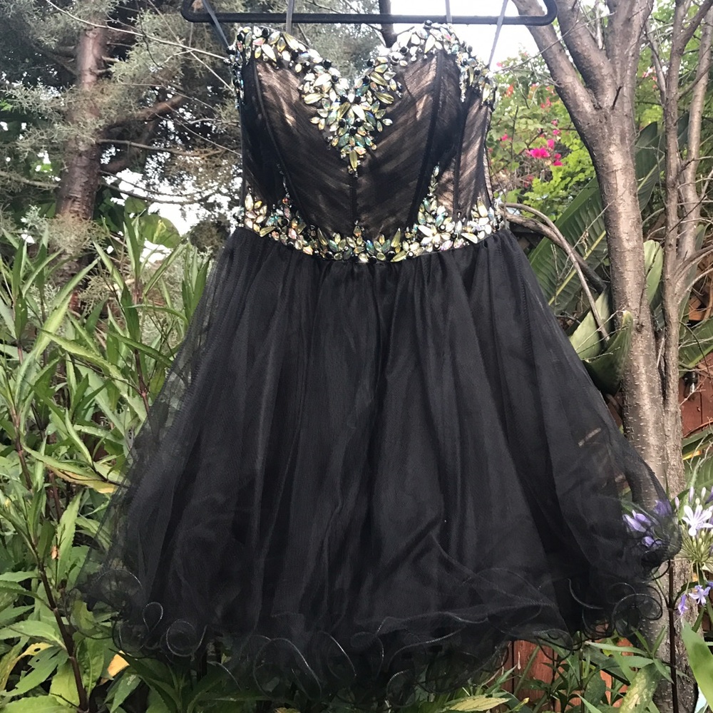 Jeweled Black Party Dress