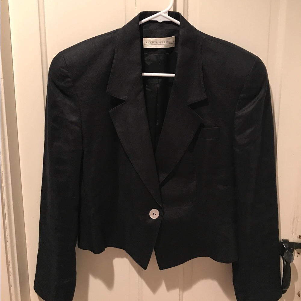 Black Linen Detailed Blazer