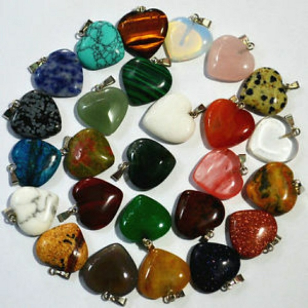 Free With Purchase One Random Genuine Stone Heart Pendant Or Cord Chain.