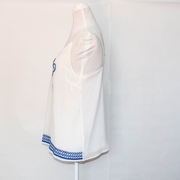 White Lightweight Embroidered Spaghetti Strap Top - Picture 4 of 5