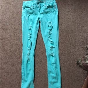 Almost Famous Y2K Aqua ripped skinny jeans