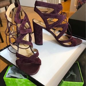 Sam Edelman maroon suede strappy sandals