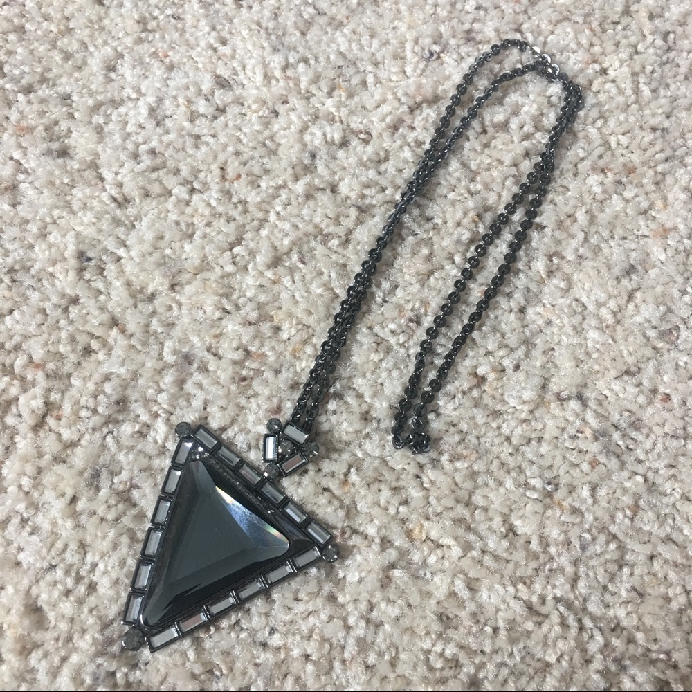 Super cool Black crystal diamond shape necklace