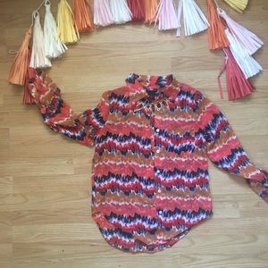 Printed button down shirt.