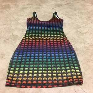 Black Milk rainbow space invaders dress. NWT