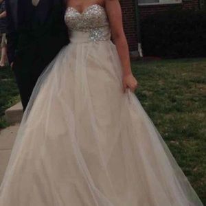 Champagne davids bridal prom dress size 6
