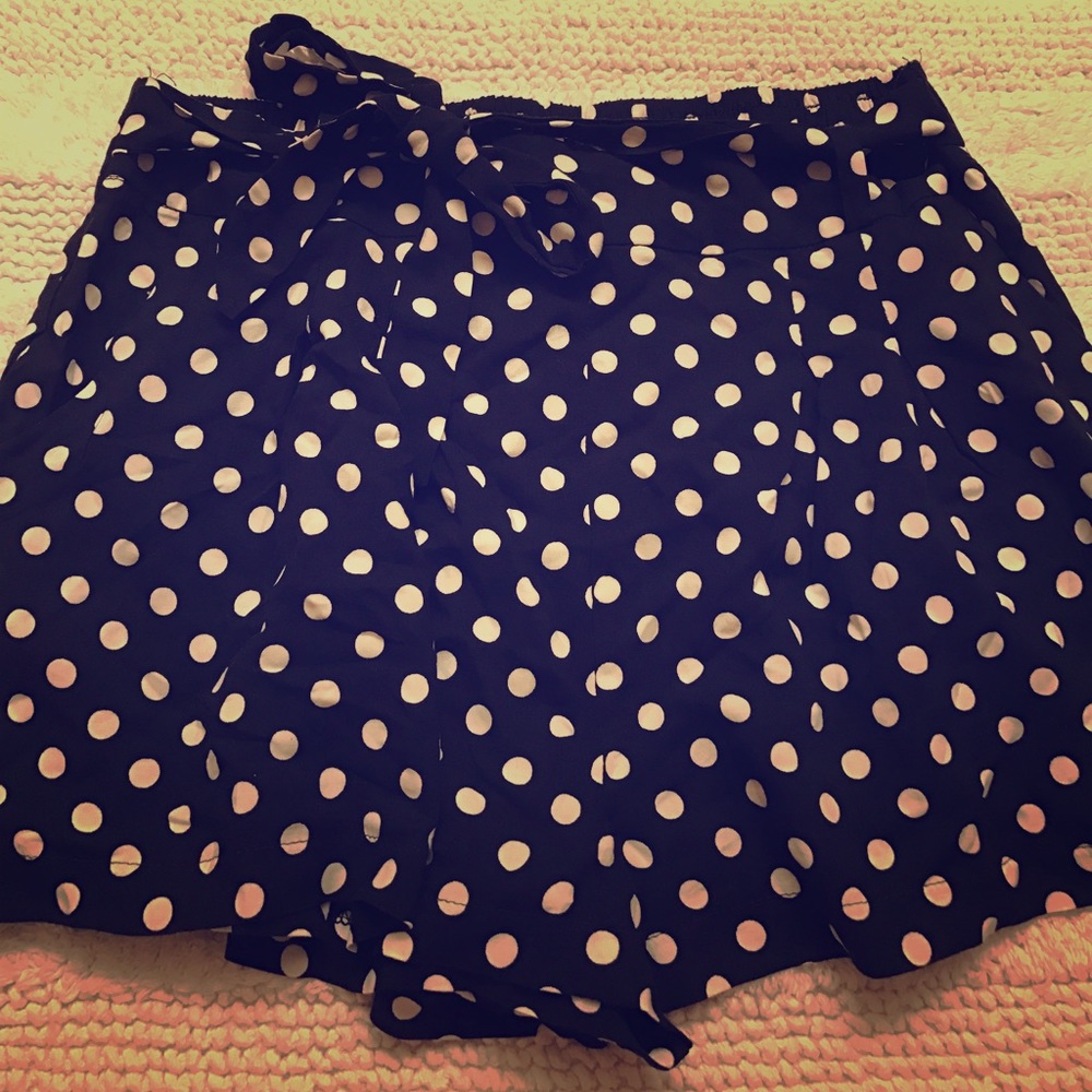 Cute navy shorts with white polka dots