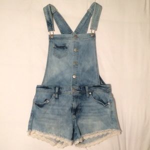 Mission overall shorts with lace