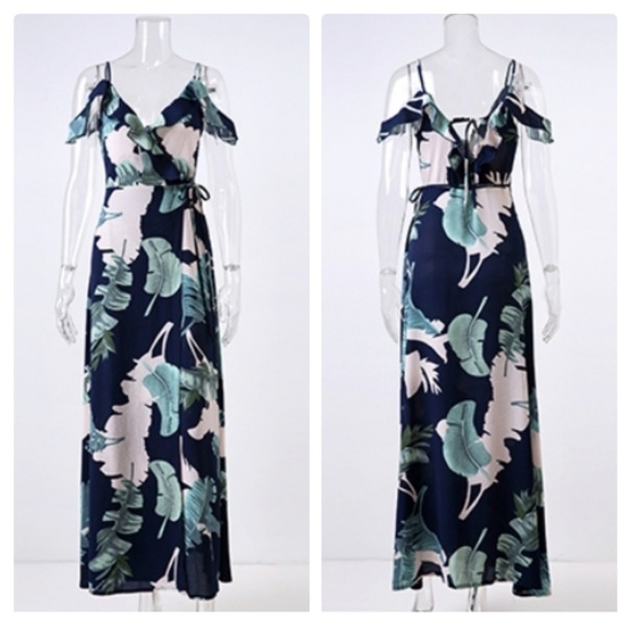 ⭕LAST ONE (SIZE: S) 5⭐ ⭕Blue Off Shoulder Dress - Picture 2 of 6