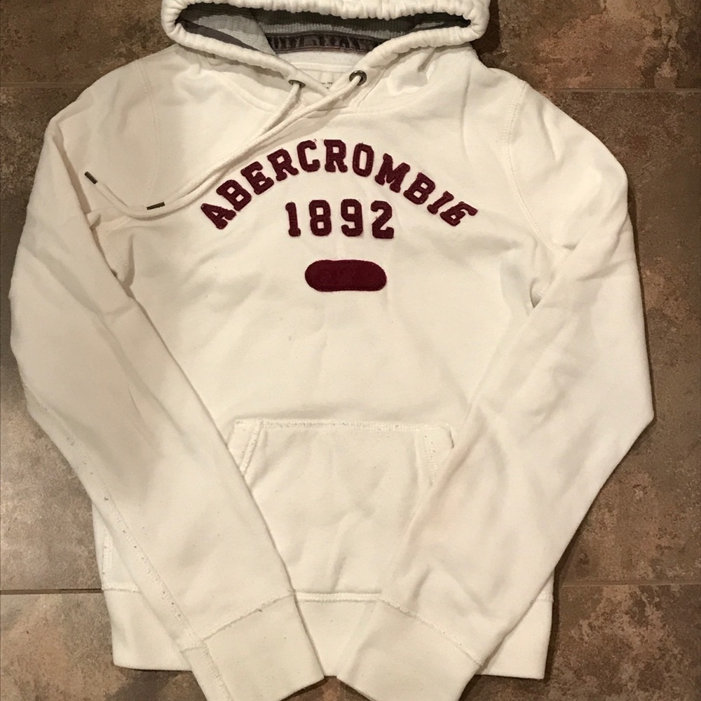 Abercrombie and Fitch White Pullover Hoodie