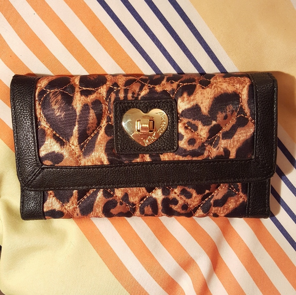 Betsey Johnson Be Mine Leopard Heart Wallet