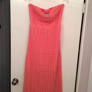 Strapless Coral Maxi Dress