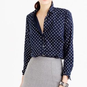 J.Crew Foil Dot Navy Button-down Shirt