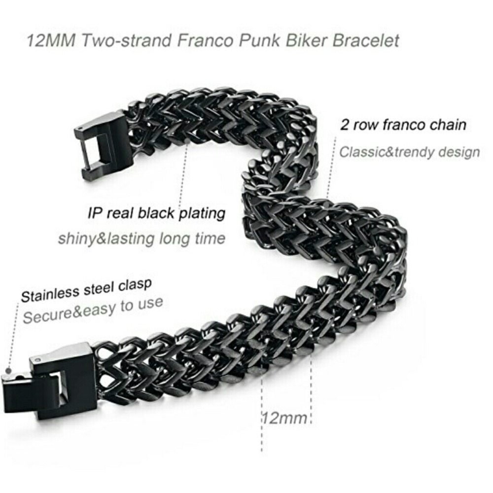NEW Stainless Steel Black Bracelet - Picture 2 of 8