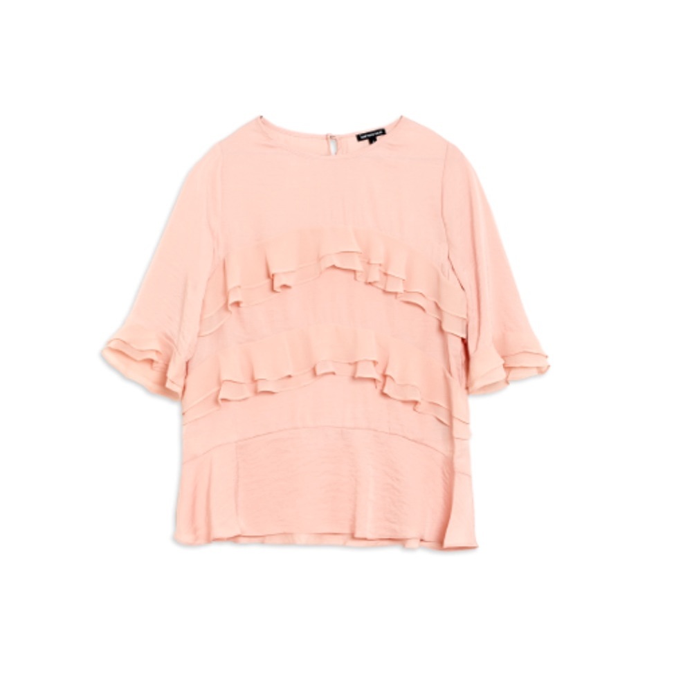 Who What Wear Blush Ruffled Top