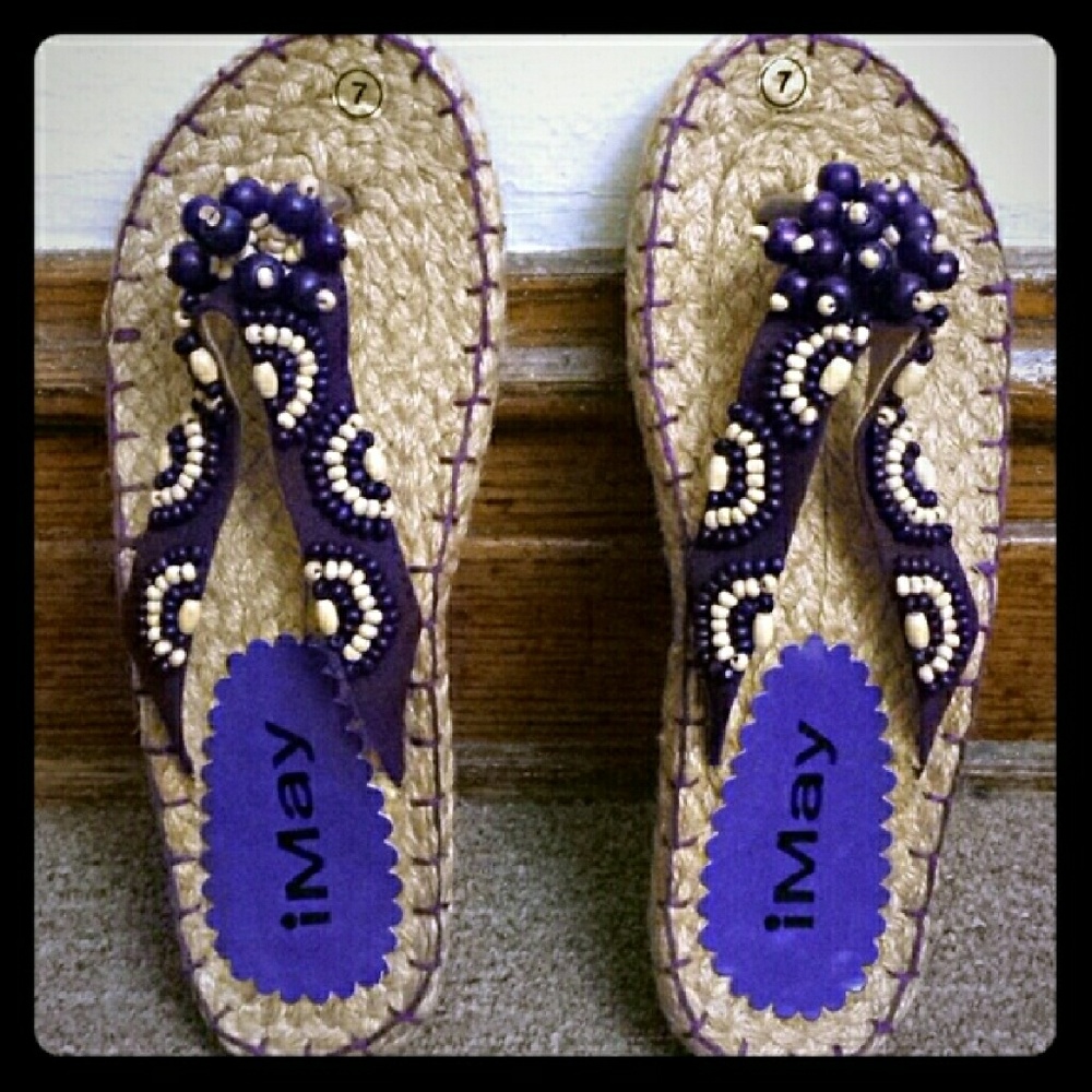 Espadrille Flip Flop Sandals Purple Size 7 NWOT - Picture 1 of 3