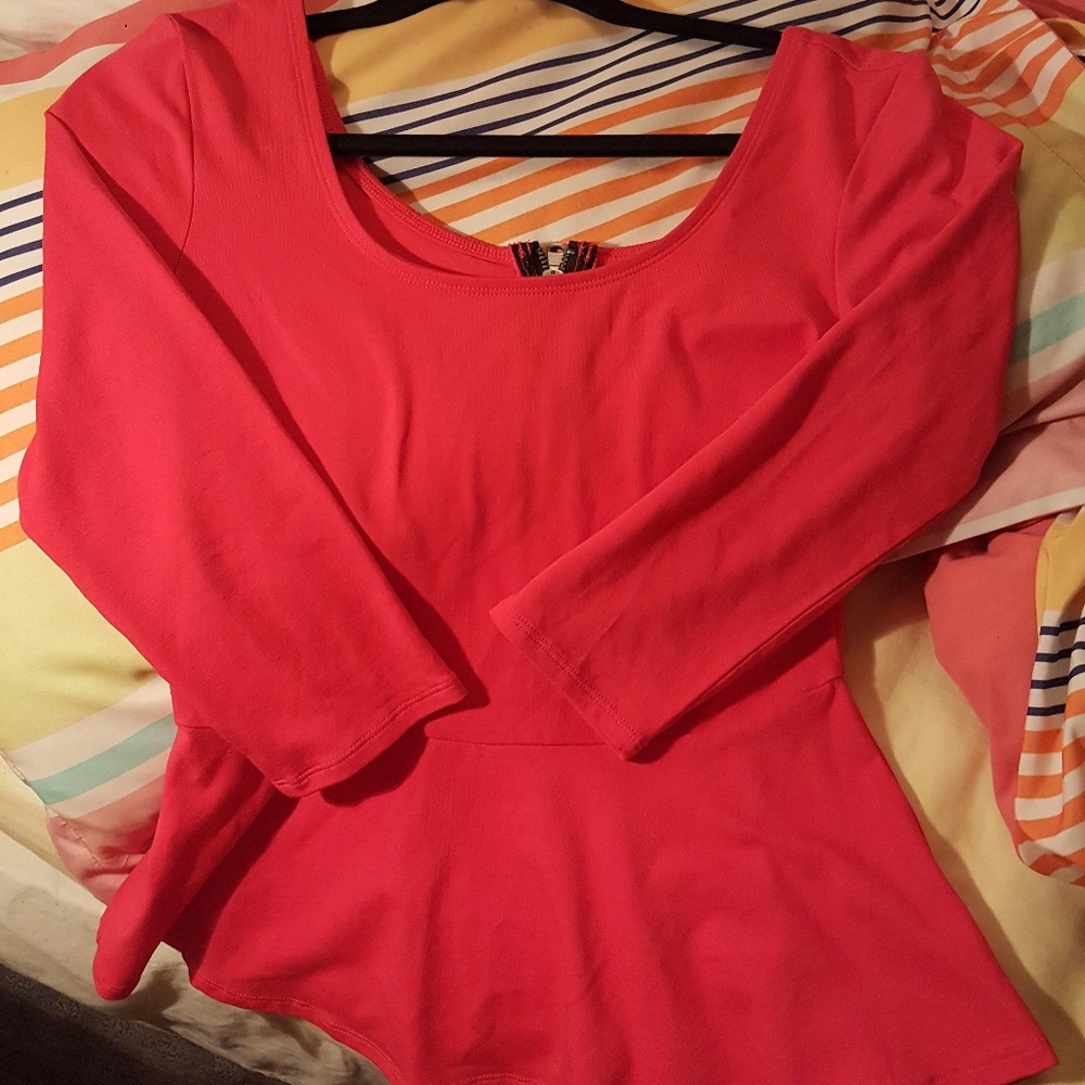 Express Hot Pink Zipper Back Peplum