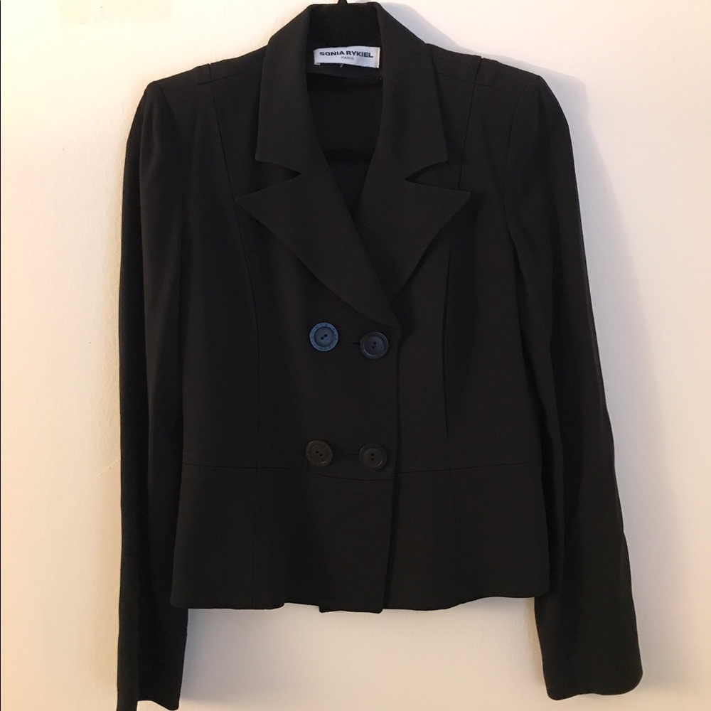 Sonia Rykiel Paris Black Suit: Blazer With Skirt