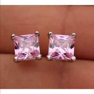 PRINCESS CUT TOPAZ STUD EARRINGS