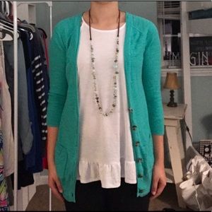 Cute teal button up cardigan