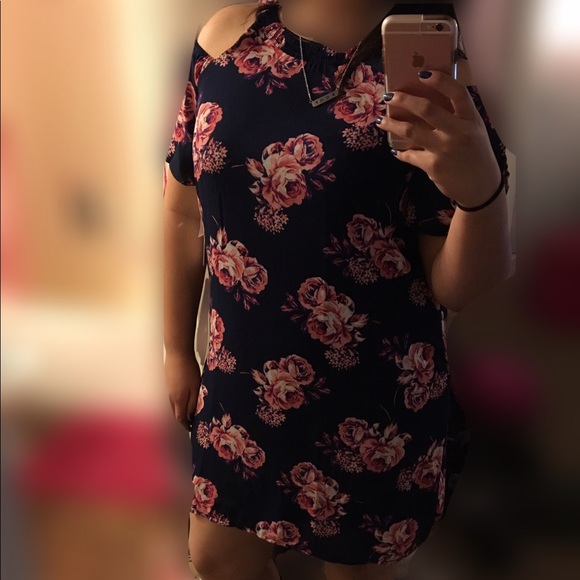NEW Navy Blue & Pink Floral Summer Dress - Picture 1 of 2
