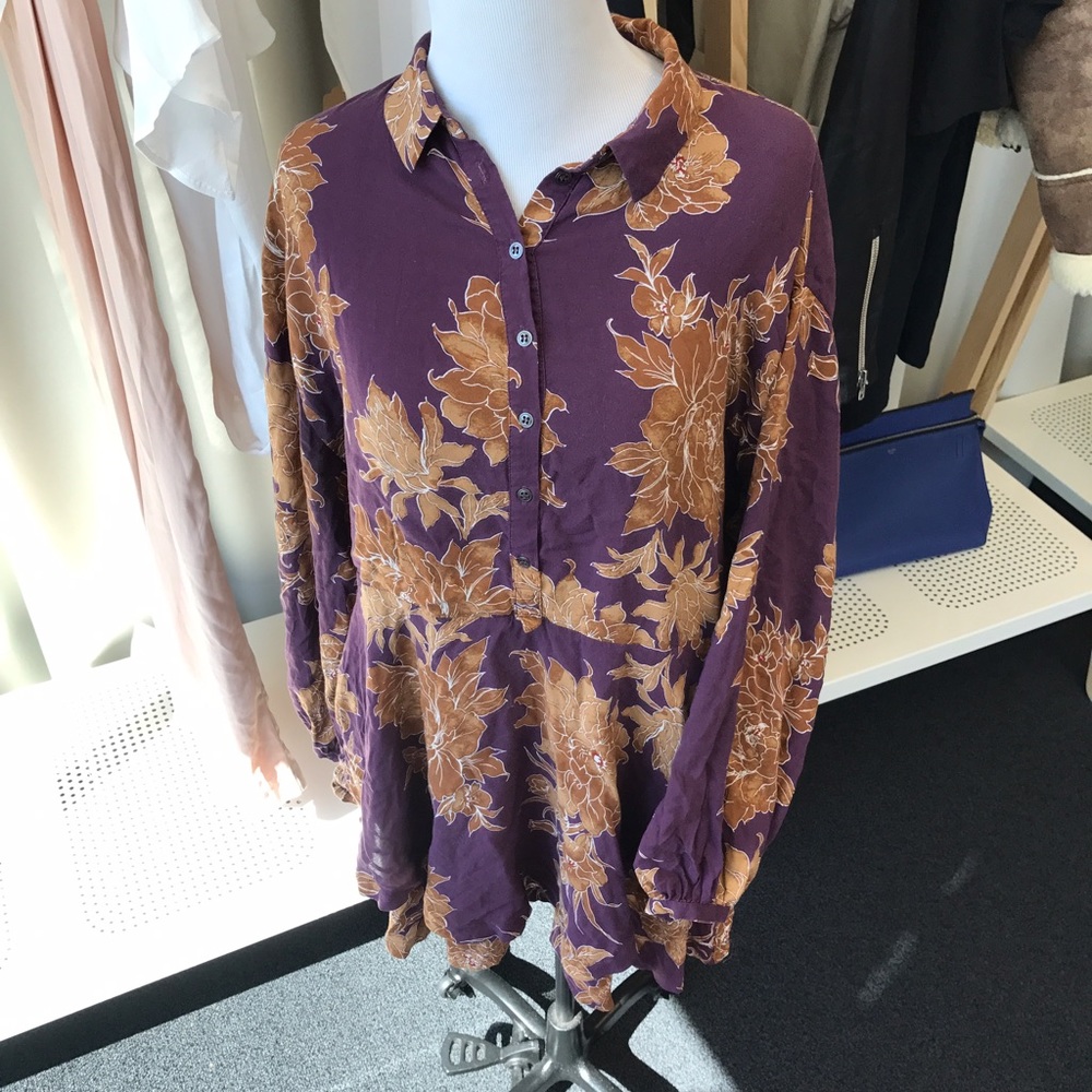 Free People floral long sleeve mini dress