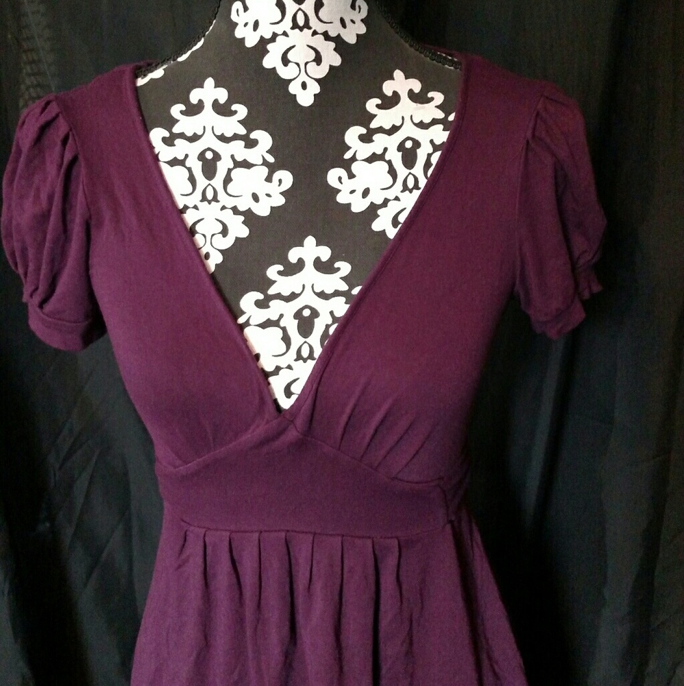 Arden B Plum Short Sleeve Top