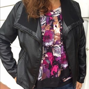 Women's black jacket machine washable leather look
